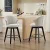 Bar Stools Set Of 2,Chenille Upholstery Barstools Set Of 2, 360° Swivel 25" Counter Height Bar Stools With Curved Back And Footrest-Cuddlewood - 2 of 4