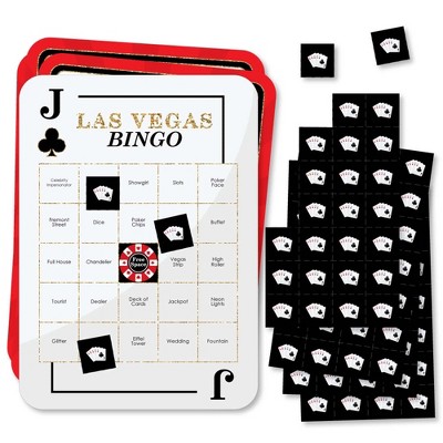 Big Dot of Happiness Las Vegas - Bar Bingo Cards and Markers - Casino Party Bingo Game - Set of 18