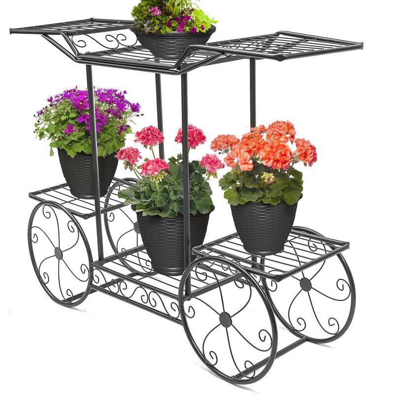 Sorbus Flower Cart Pot Display Rack - Black: 6-Tier Beautiful Style Plant Stand for Indoor & Outdoor Decor, 1 of 12