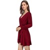 Coolmee Women's Spring Fall Pleated Mini Dress Long Sleeve Ruffle Causal Short Dress - 3 of 4