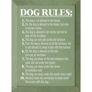 Slickblue Rustic Dog Lover Wall Decor – 10 Funny Dog Rules Sign – Pet Humor Wooden Accent – 9x12 inches, Color Options - 1 of 3