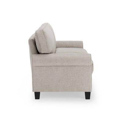 Copenhagen Light Gray 78" Microfiber Sofa with Rounded Arms and Removable Cushions