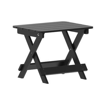 Merrick Lane Outdoor Folding Side Table, Portable All-Weather HDPE Adirondack Side Table