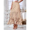 Women's Summer Boho Skirt: High Waisted Long Maxi Skirt with Elegant Hollow Out and Fringe Hem Khaki - 2 of 4