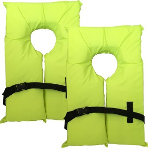 2 Pack Coast Guard approved life jackets for adults. High visibility color Type II keyhole life vest. Compliance flotation device - 1 of 4