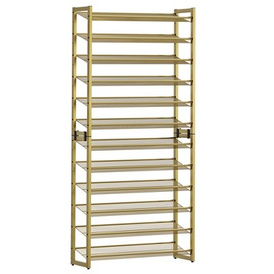 Gold 12-Tier Stackable Metal Shoe Storage Shelf
