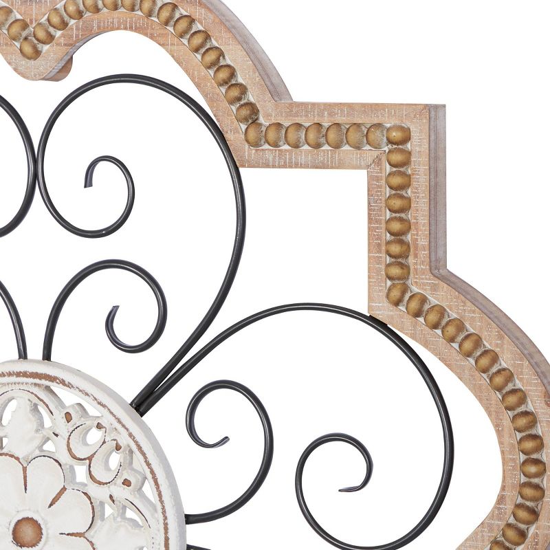 Wood Scroll Carved Beading Wall Decor with Metal Accents Brown - Olivia &#38; May, 5 of 17