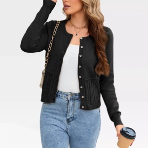 Womens Long Sleeve Cardigans Cable Knit Sweaters Cardigan Front Button Down Soft Kint Shrug Tops Spring Cardigan 2026 - 1 of 4