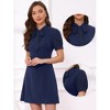 INSPIRE CHIC Women's Bow Tie Keyhole Neck Puff Sleeve Elegant Work Dress - 2 of 4