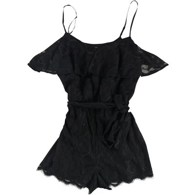GUESS Womens Ruffled Lace Romper Jumpsuit