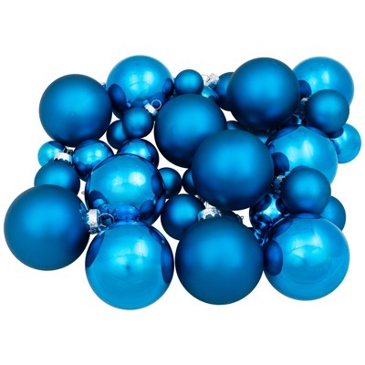 Northlight Shiny And Matte Blue Glass Ball Christmas Ornaments - 2.5 ...