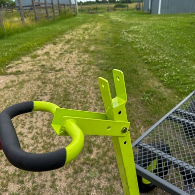 Heavy Duty Gray and Green Steel Mesh Utility Wagon with Large Tires