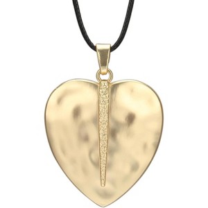 Leather and Wood Necklace Chunky Circle Pendant Boho Jewelry for Women - 1 of 4