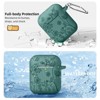 BONGEEK for AirPod Case 2nd 1st Generation Case Cover, Flower Engraved Full Protective Case Soft Silicone Pattern LED Visible,Pine Green - 3 of 4