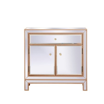 Elegant Lighting 29 in. mirrored cabinet in antique gold