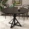47 in Round Dining Table, Wooden Circle Dinner Table, Heavy Duty Metal Pedestal & 4 Parts of Tabletop, Round Pedestal Kitchen Tables(Table Only) - 2 of 4
