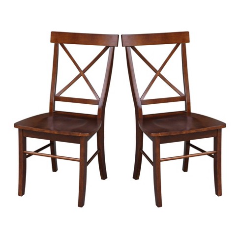 Set Of 2 X Back Chairs With Solid Wood Seats Espresso International Concepts Parawood Armless Mid century Modern Target