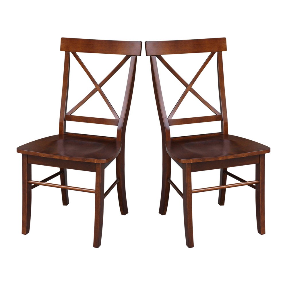 Photos - Dining Table Set of 2 X Back Chairs with Solid Wood Seats Espresso - International Concepts: Parawood, Armless, Mid-Century Modern