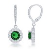 Bella Silver Sterling Silver May Birthstone w/ CZ Border Round Earrings and 18" Pendant Necklace Set - 2 of 3