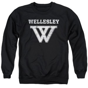 Wellesley College Official Distressed Primary Logo Adult Crewneck Sweatshirt - 1 of 4