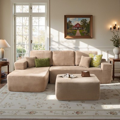 XIZZI Modular Sectional Sofa Couch, L/U-Shape Upholstered Couch, Modern Minimalist Couches for Living Room, Free Combination Deep Seat Corner Couch