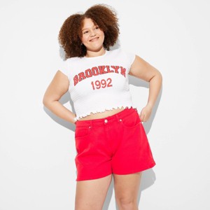 Women's Heritage Curvy Mid-Rise Denim Shorts - Wild Fable™ Dark Red - 1 of 3