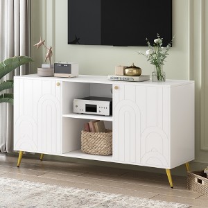 TIRAMISUBEST Modern TV Stand for TVs up to 55 Inches, Entertainment Center Media Console,Adjustable Shelf, Metal Legs - 1 of 4
