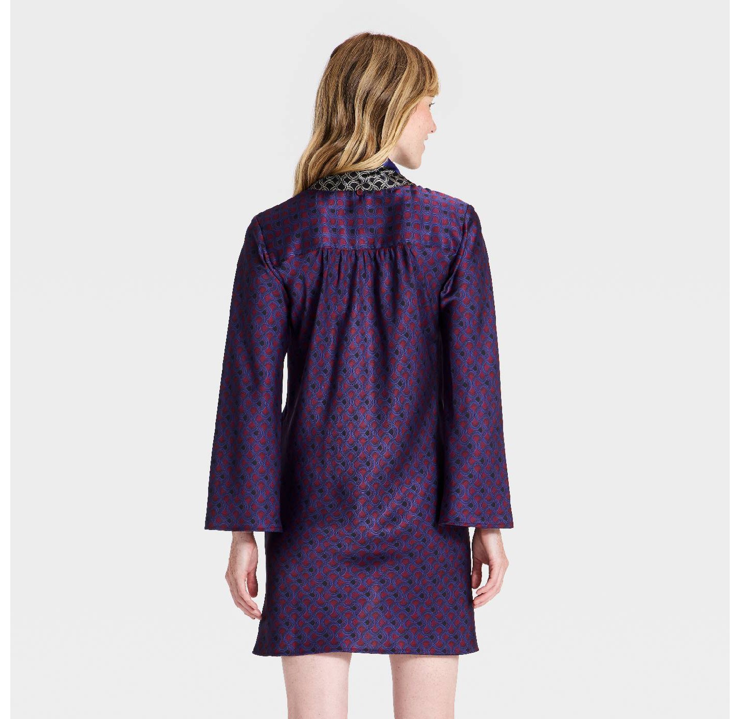 Женское платье A New Day Long Sleeve Scarf Printed Mini, цвет: Тёмно-синий — фото 2