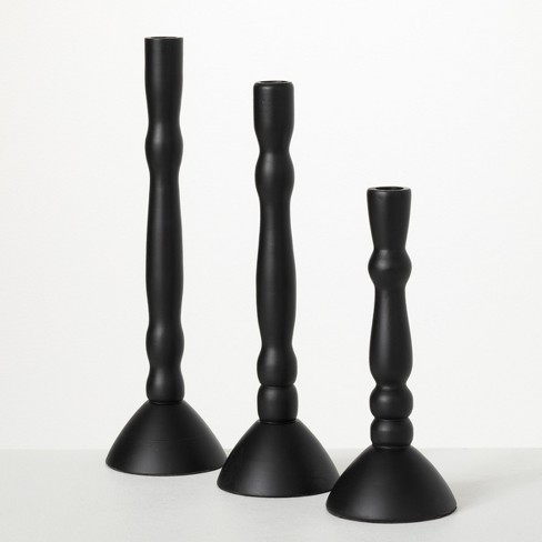 Sullivans Sleek Taper Candlestick Holder Set of 3, 14.5H Black