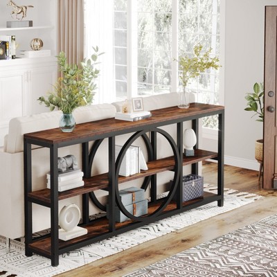 Tribesigns 70.9 Inches 3-tier Extra Long Console Table, Brown And Black ...