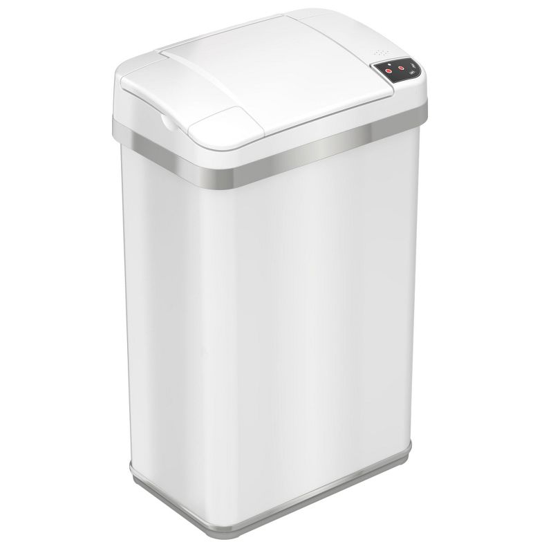 iTouchless Sensor Bathroom Trash Can with AbsorbX Odor Filter and Fragrance 4 Gallon White Stainless Steel, 1 of 7