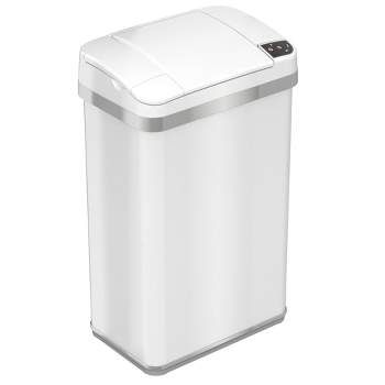 iTouchless Sensor Bathroom Trash Can with AbsorbX Odor Filter and Fragrance 4 Gallon White Stainless Steel
