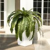 Artificial Boston Fern 15.7" Faux Silk Plant - UV Resistant Indoor Fake Tree with Realistic Leaves and Construction Basket - Perfect for Home Decor - 3 of 4