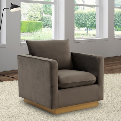 Dark Grey Velvet Wood Frame Accent Chair