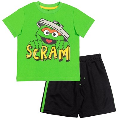Sesame Street Oscar the Grouch T-Shirt Mesh Shorts Set Green/Black 