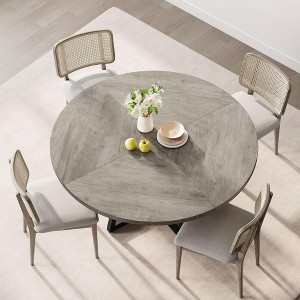 47Inch Round Dining Table for 4-6 People, Dining Room Table with Metal Pedestal Base - 1 of 4