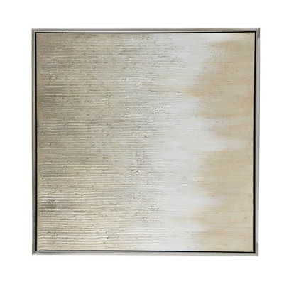 40"x40" Golden Sunshine Hand Painted Framed Wall Art Silver/Champagne - A&B Home: Contemporary Art Deco, Plastic Frame, D Ring Mount
