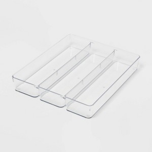 3 Compartment Plastic Drawer Flatware Organizer - Brightroom™: Clear In-Drawer Storage, Contemporary Style, 16"x13" - 1 of 3