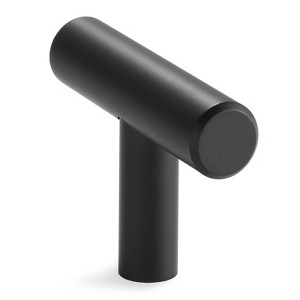 Cauldham Solid Stainless Steel Euro Cabinet Pull T Handle Matte Black 2" - 10 Pack - 1 of 4