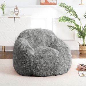 Bean Bag Chair, Faux Fur Kids Bean Bag Chair for Gaming Reading, Adult Bean Bag Couch with Armrest High-Density Foam Beanbag Chair Lazy Couch Sofa - 1 of 4