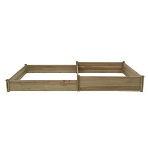 LuxenHome All Wood Two Sections Outdoor Raised Garden Bed Brown - 1 of 4