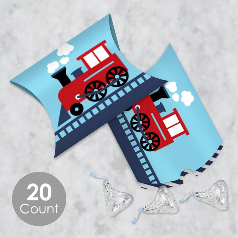 Big Dot of Happiness Railroad Party Crossing - Favor Gift Boxes - Steam Train Birthday Party or Baby Shower Petite Pillow Boxes - Set of 20, 2 of 9