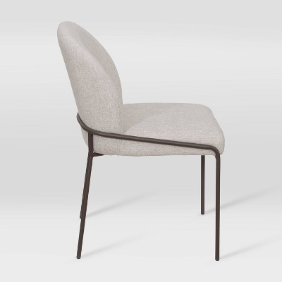 Blakeley High Back Gray Upholstered Side Chair with Metal Legs