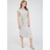 August Sky Women's Stripe Button Down Collared Belted Shirt Dress - 3 of 4