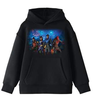 Youth Boys Gotham Knights Superheroes Black Graphic Print Hooded Sweatshirt