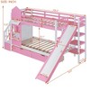 NicBex Full Over Full/Twin over Twin Bunk Bed with 2 Drawers 3 Shelves,Castle Style Loft Bed with Slide for Bedroom,Pink/White/Gray/Blue - 3 of 4