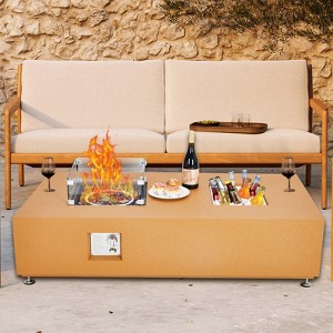 56 Inch Propane Fire Pit Table with Wind Guard, Glass Beads, Rain Cover, Sturdy Steel Anti-Rust Finish, CSA Safety Certified Outdoor Firepit - 1 of 4