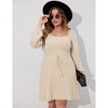 Clearlove Elegant Square Neck Sweater Dress for Women - Plus Size Ribbed Knit Tunic with Long Sleeves - 4 of 4