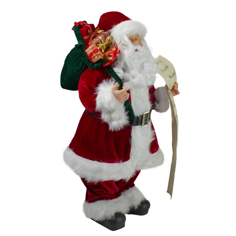 Northlight 24" Santa Claus with Bag of Gifts and Naughty or Nice List Christmas Figure, 2 of 6