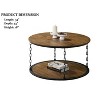 34" Natural Rustic Round Coffee Table Set of 3 with Storage Shelves and Metal Chain Legs for Living Room -3irtyhousy - 4 of 4